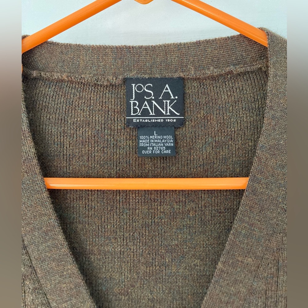 Jos. A. Bank | Merino Wool Chocolate Brown Button Up Sweater Vest Size Large - Picture 4 of 5